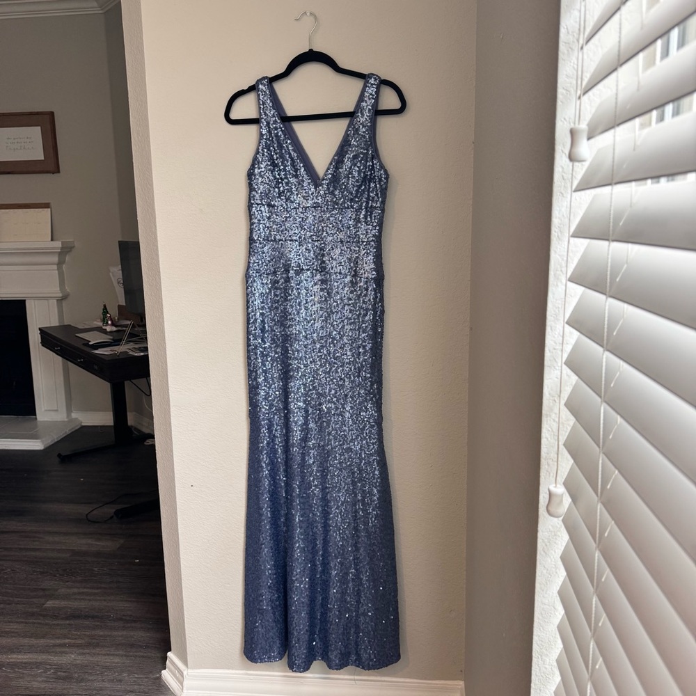 Nicole Miller Blue Sequin Maxi Dress